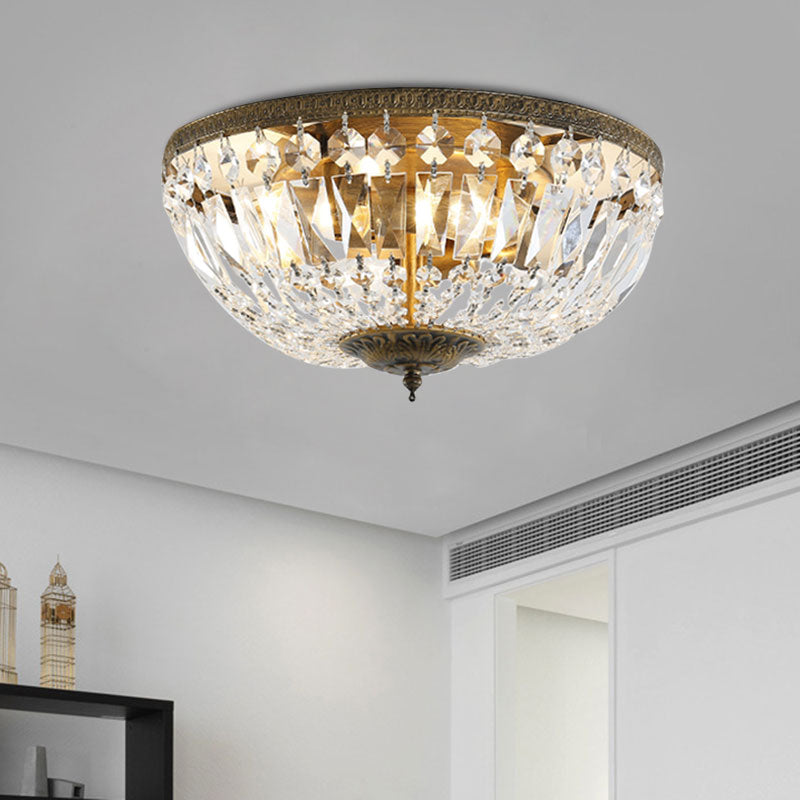 Dome Crystal Flush Mount Ceiling Fixture Glam Flushmount Light in Antique Bronze Finish Clearhalo 'Ceiling Lights' 'Close To Ceiling Lights' 'Close to ceiling' 'Flush mount' Lighting' 1162219