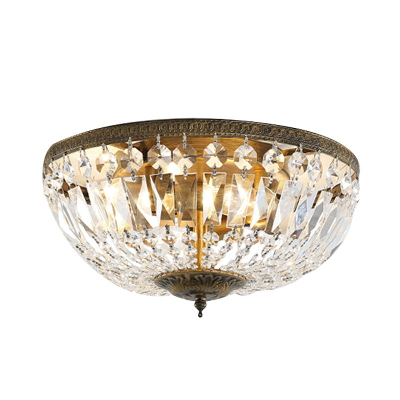 Dome Crystal Flush Mount Ceiling Fixture Glam Flushmount Light in Antique Bronze Finish Clearhalo 'Ceiling Lights' 'Close To Ceiling Lights' 'Close to ceiling' 'Flush mount' Lighting' 1162220