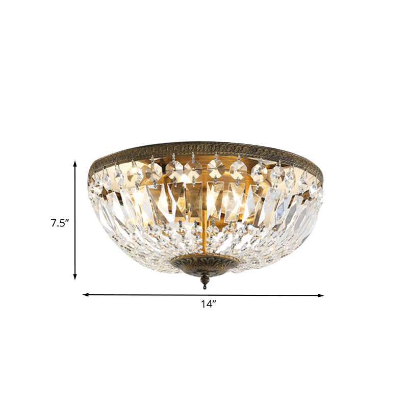 Dome Crystal Flush Mount Ceiling Fixture Glam Flushmount Light in Antique Bronze Finish Clearhalo 'Ceiling Lights' 'Close To Ceiling Lights' 'Close to ceiling' 'Flush mount' Lighting' 1162221