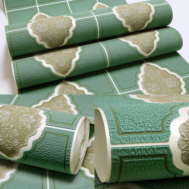 Wallpaper Roll Retro Damask 60s Dark Color Wall Art for Living Room, 33' L x 20.5" W Clearhalo 'Vintage wall decor' 'Vintage' 'Wallpaper' Wall Decor' 1169915