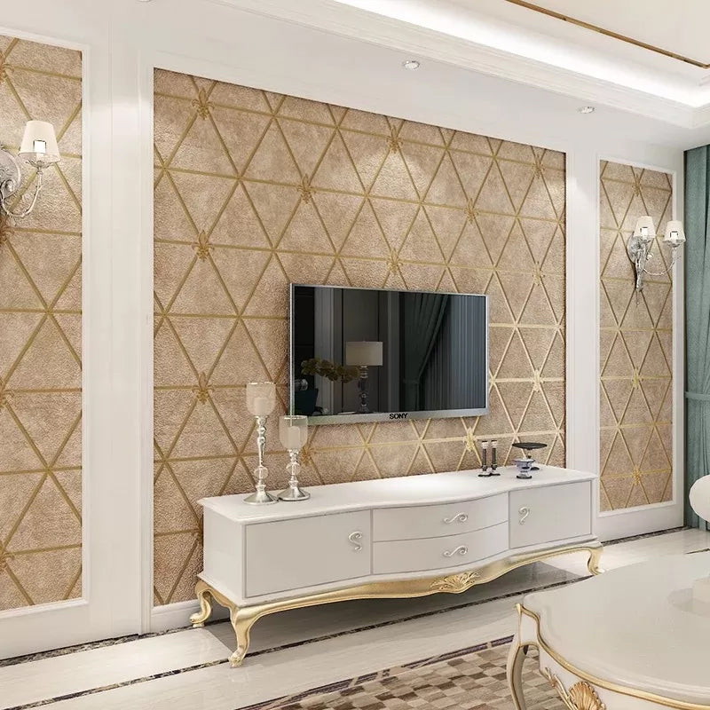 Wall Art Rhombus Pastel Color Retro Style Flock Wallpaper Roll for Home Decor, 57.1-sq ft Tan Clearhalo 'Vintage wall decor' 'Vintage' 'Wallpaper' Wall Decor' 1170009