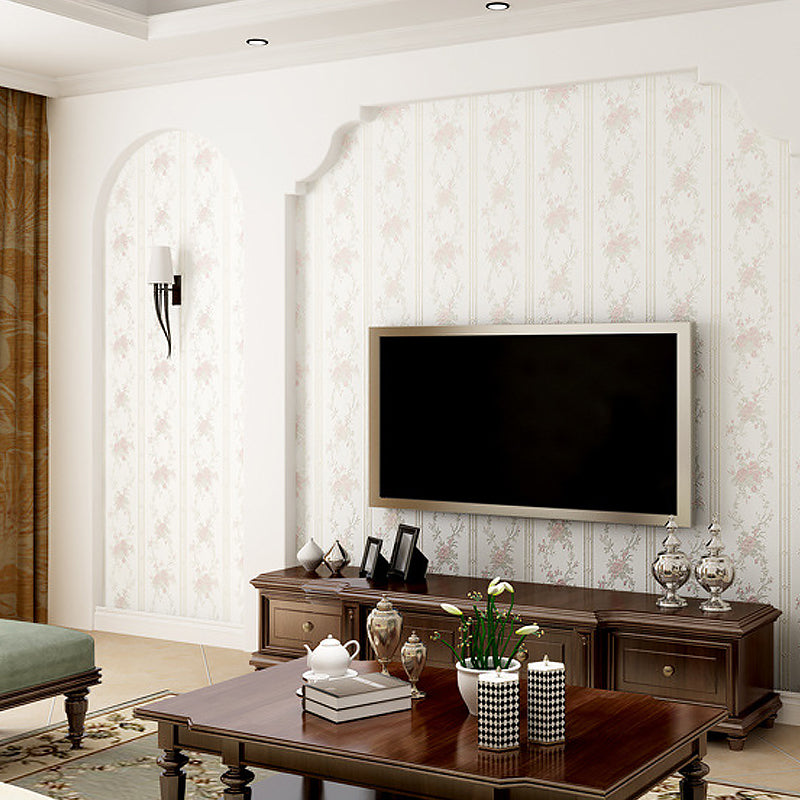 3D Embossed Faux Silk Wallpaper Rustic Moisture Resistant Wall Covering with Peony Pattern Clearhalo 'Country wall decor' 'Rustic' 'Wallpaper' Wall Decor' 1170056