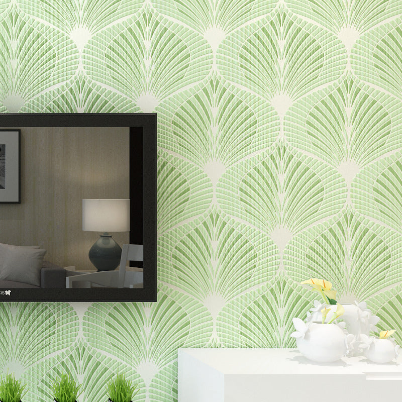 Plant Soft Color Wall Covering Foliage Non-Pasted Wallpaper Roll with Bedroom Decoration Green Clearhalo 'Country wall decor' 'Rustic' 'Wallpaper' Wall Decor' 1170121