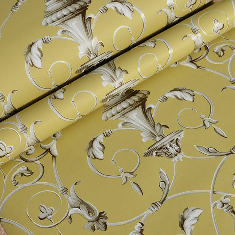 Vinyl Wallpaper Roll Scroll Flower Smooth Surface Wall Art for Home Decoration, Non-Pasted Clearhalo 'Vintage wall decor' 'Vintage' 'Wallpaper' Wall Decor' 1170200