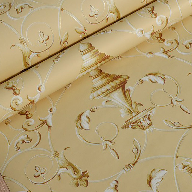 Vinyl Wallpaper Roll Scroll Flower Smooth Surface Wall Art for Home Decoration, Non-Pasted Clearhalo 'Vintage wall decor' 'Vintage' 'Wallpaper' Wall Decor' 1170206