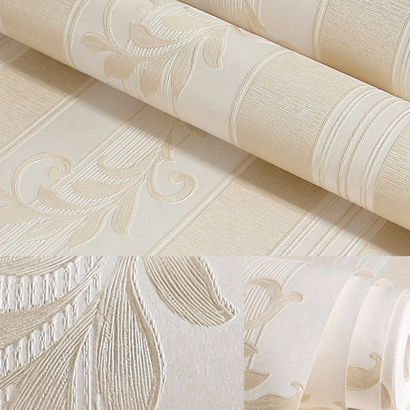 Antique Pastel Color Vinyl Wallpaper Embossed Leaf Pattern Unpasted Wall Covering Light Coffee Clearhalo 'Vintage wall decor' 'Vintage' 'Wallpaper' Wall Decor' 1170234