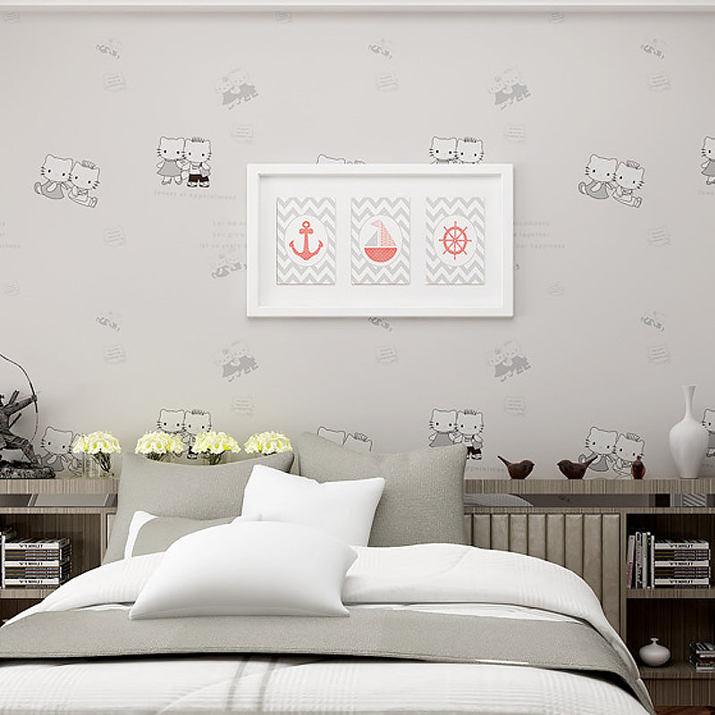 Non-Woven Wallpaper Kitten Animal Smooth Surface Wall Covering for Children's Bedroom Clearhalo 'Wall Decor' 'Wallpaper' 1170333