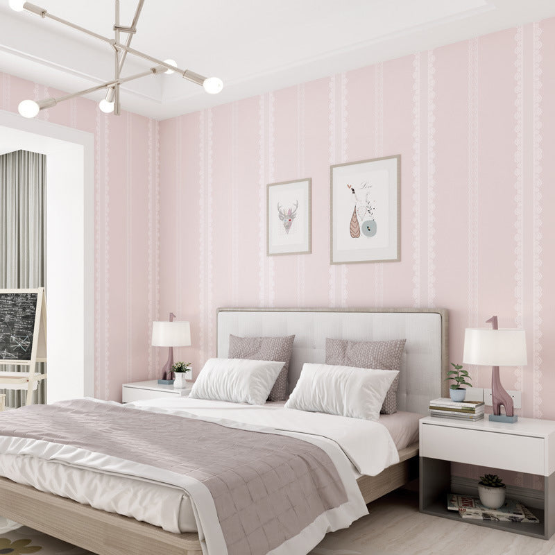Pastel Color Striped Wallpaper Removable Minimalist Bedroom Wall Art, Self Adhesive Light Pink Clearhalo 'Modern wall decor' 'Modern' 'Wallpaper' Wall Decor' 1170629