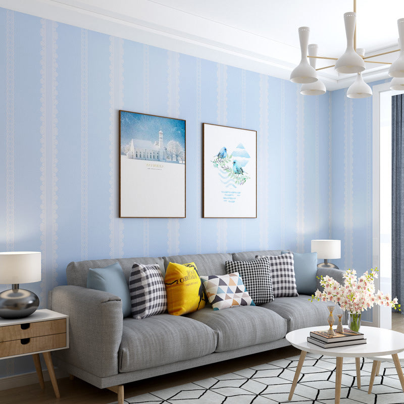 Pastel Color Striped Wallpaper Removable Minimalist Bedroom Wall Art, Self Adhesive Light Blue Clearhalo 'Modern wall decor' 'Modern' 'Wallpaper' Wall Decor' 1170632