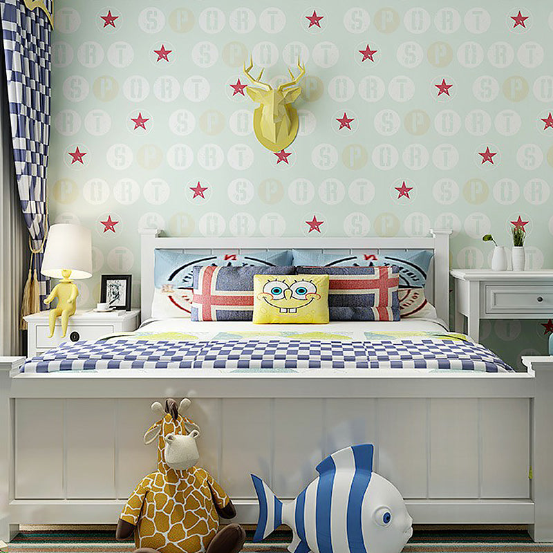 Removable Novelty Kids Wallpaper Roll with Star and Letter Pattern Soft Color Wall Covering, Self Stick Clearhalo 'Wall Decor' 'Wallpaper' 1170651