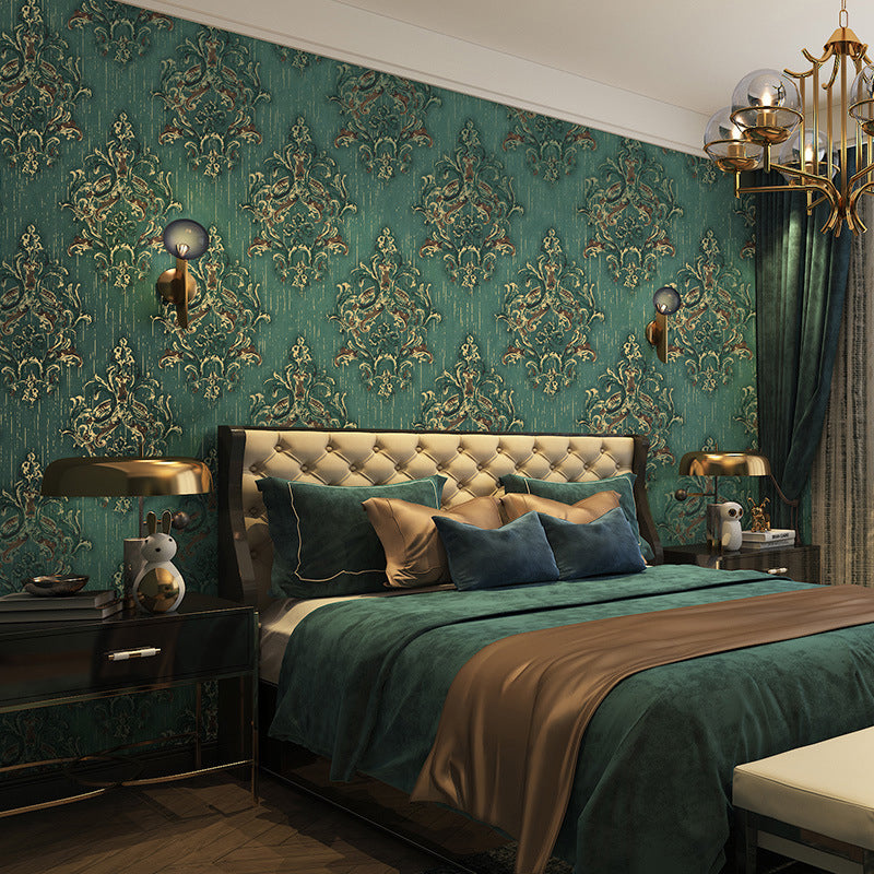 Jacquard Wallpaper Roll Victorian Non-Pasted Living Room Wall Decor, 33' L x 20.5" W Clearhalo 'Vintage wall decor' 'Vintage' 'Wallpaper' Wall Decor' 1170720