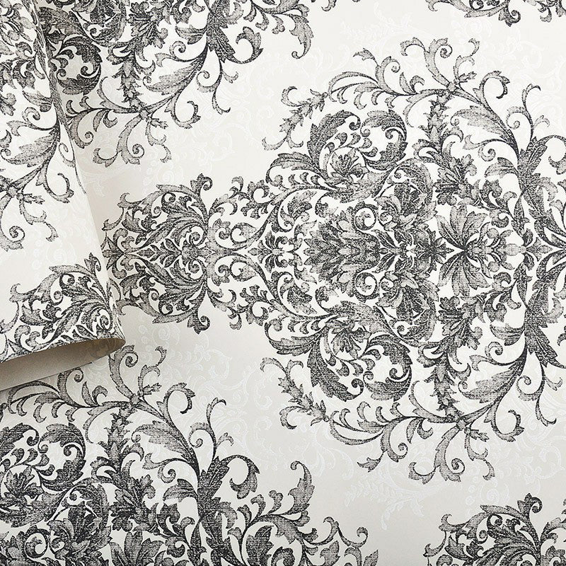 Antique Damask Wallpaper for Bedroom Decoration 33' L x 20.5" W Wall Art in Pastel Color Clearhalo 'Vintage wall decor' 'Vintage' 'Wallpaper' Wall Decor' 1170735