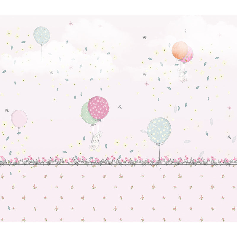 Soft Color Balloons Wall Murals Stain-Resistant Wall Covering for Baby Room, Non-Woven Cloth Clearhalo 'Wall Decor' 'Wall Mural' 1171760