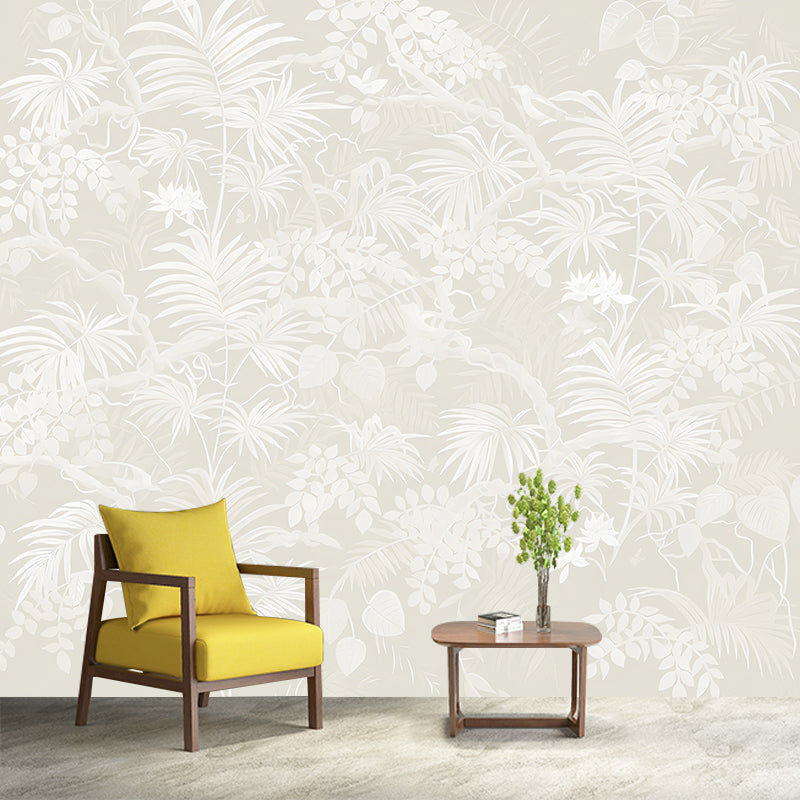 Palm Leaves Wall Paper Murals Tropical Moisture Resistant Dining Room Wall Decor, Customized Size Clearhalo 'Wall Decor' 'Wall Mural' 1172917