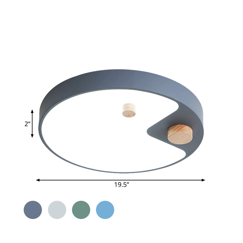 Acrylic Ring Flush Mount Lighting Kids White/Grey/Blue LED Ceiling Mounted Light with Wood Decor for Bedroom Clearhalo 'Ceiling Lights' 'Close To Ceiling Lights' 'Close to ceiling' 'Flush mount' Lighting' 1173718