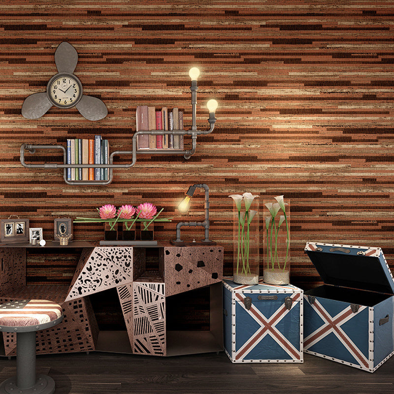 Laminated Wood Look Wallpaper Industrial Unpasted Living Room Wall Art, 33' x 20.5" Apricot Clearhalo 'Industrial wall decor' 'Industrial' 'Wallpaper' Wall Decor' 1177998