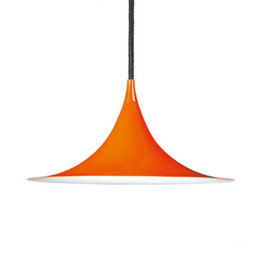 Black/Gray/White Single Head Suspension Light with Trumpet Metal Shade Modern Creative Dining Room Ceiling Pendant Light, 16"/19" Wide Clearhalo 'Art Deco Pendants' 'Black' 'Cast Iron' 'Ceiling Lights' 'Ceramic' 'Crystal' 'Industrial Pendants' 'Industrial' 'Metal' 'Middle Century Pendants' 'Pendant Lights' 'Pendants' 'Rustic Pendants' 'Tiffany' Lighting' 118031
