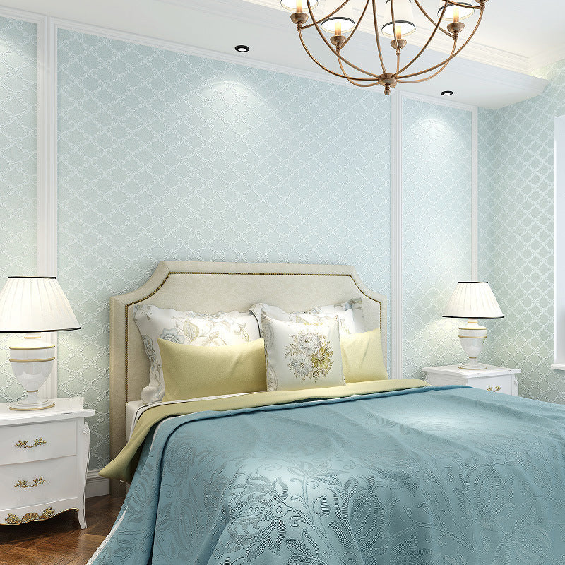 Retro Lattice Patterned Wallpaper Soft Color Scroll Frame Wall Art for Dining Room Clearhalo 'Vintage wall decor' 'Vintage' 'Wallpaper' Wall Decor' 1184753