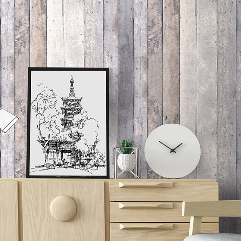 Wallpaper Roll Rustic Reclaimed Wood Plank Multicolored Wall Decor for Children Bedroom Light Gray Clearhalo 'Country wall decor' 'Rustic' 'Wallpaper' Wall Decor' 1185014