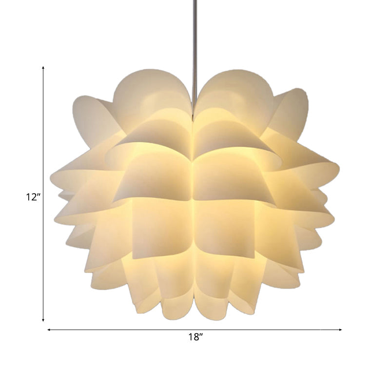 15"/18"/20.5" Wide White Lotus Hanging Ceiling Lamp Modern 1 Light Acrylic Pendant Ceiling Light Clearhalo 'Ceiling Lights' 'Modern Pendants' 'Modern' 'Pendant Lights' 'Pendants' Lighting' 118509
