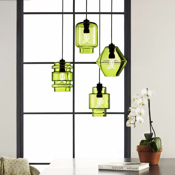 Cylindrical Hanging Lamp Simplicity Glass 1 Light Pink/Yellow/Blue Hanging Ceiling Light Clearhalo 'Ceiling Lights' 'Glass shade' 'Glass' 'Modern Pendants' 'Modern' 'Pendant Lights' 'Pendants' Lighting' 118736