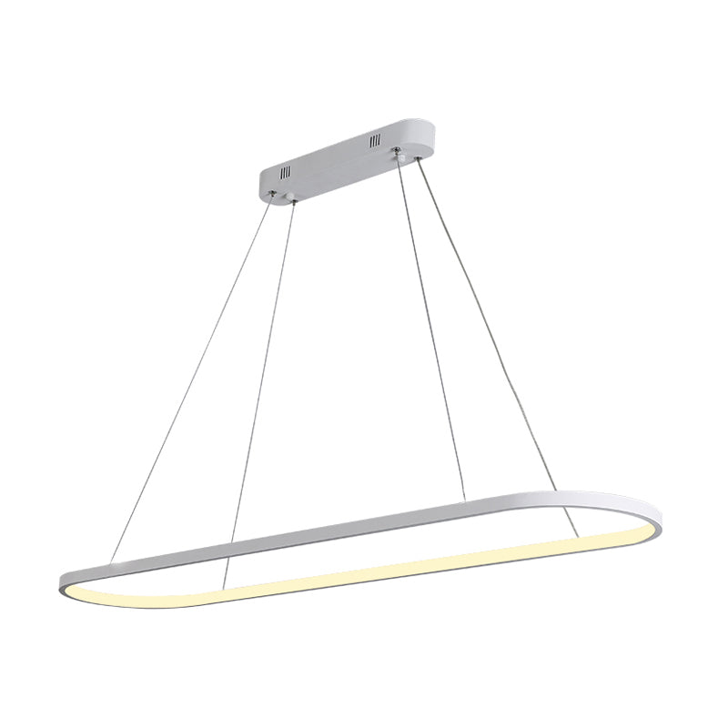 Acrylic Oval Drop Pendant Simplicity 27"/35.5"/47" Wide LED Black/White Hanging Ceiling Light over Table in Warm/White/Remote Control Stepless Dimming Light Clearhalo 'Ceiling Lights' 'Modern Pendants' 'Modern' 'Pendant Lights' 'Pendants' Lighting' 119027