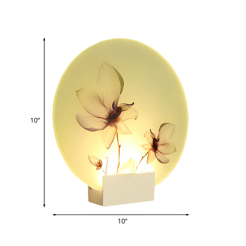 Oriental Style Circular Acrylic Wall Lighting LED Blossoms Mural Lamp in White for Corridor Clearhalo 'Wall Lamps & Sconces' 'Wall Lights' Lighting' 1192598