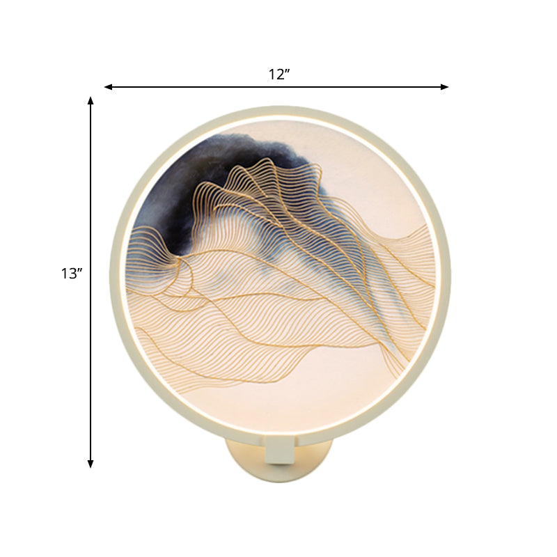 Rounded Acrylic Mountain Wall Lighting Chinese LED White Wall Mural Lamp for Living Room Clearhalo 'Wall Lamps & Sconces' 'Wall Lights' Lighting' 1192779