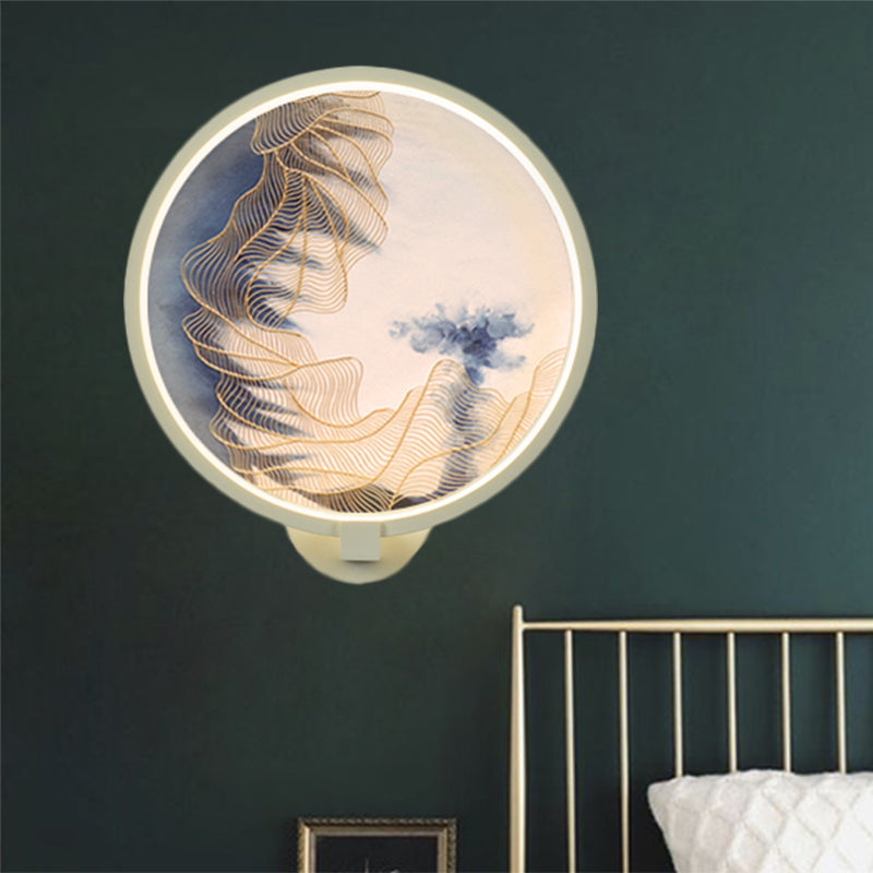 Rounded Acrylic Mountain Wall Lighting Chinese LED White Wall Mural Lamp for Living Room Clearhalo 'Wall Lamps & Sconces' 'Wall Lights' Lighting' 1192782