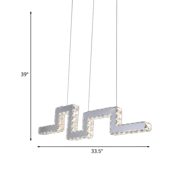 Minimalist Maze Line Art Island Lamp Crystal Encrusted LED Hanging Pendant in Stainless Steel Clearhalo 'Ceiling Lights' 'Island Lights' Lighting' 1193454