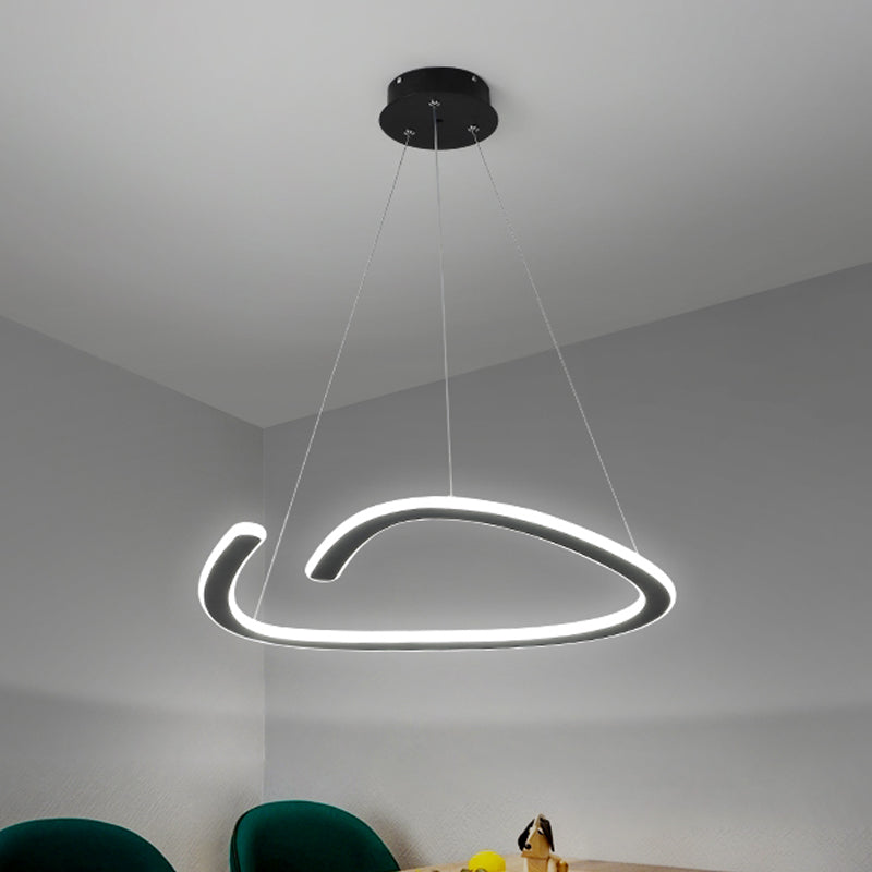 Black Disconnected Triangle Chandelier Simplicity LED Metallic Suspension Light in White/Warm Light Black Clearhalo 'Ceiling Lights' 'Chandeliers' 'Modern Chandeliers' 'Modern' Lighting' 1193677