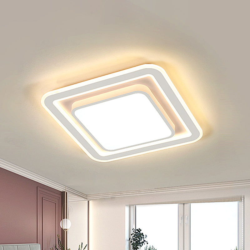 Acrylic Round/Square Flushmount Lamp Simple LED Flush Mount Fixture in White for Bedroom Clearhalo 'Ceiling Lights' 'Close To Ceiling Lights' 'Close to ceiling' 'Flush mount' Lighting' 1193723