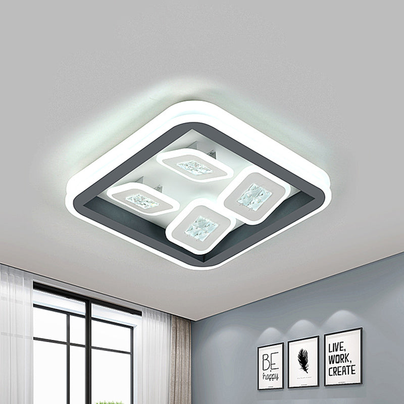 Black 4-Square Flush Mount Lighting Modernist LED Acrylic Light Fixture with Frame Clearhalo 'Ceiling Lights' 'Close To Ceiling Lights' 'Close to ceiling' 'Flush mount' Lighting' 1193819