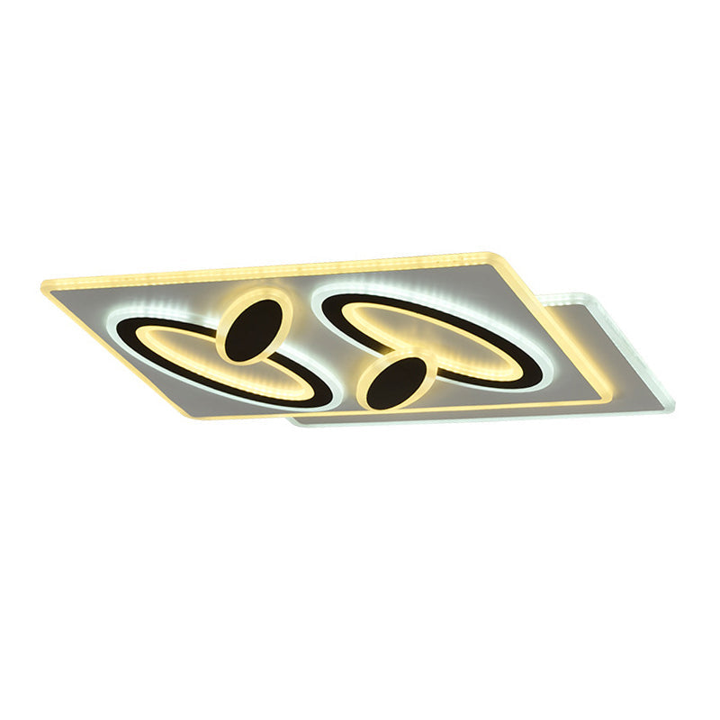 Round/Oval/Rectangle Flush Light Fixture Modernism Acrylic LED Bedroom Panel Flushmount in Black and White Clearhalo 'Ceiling Lights' 'Close To Ceiling Lights' 'Close to ceiling' 'Flush mount' Lighting' 1193858