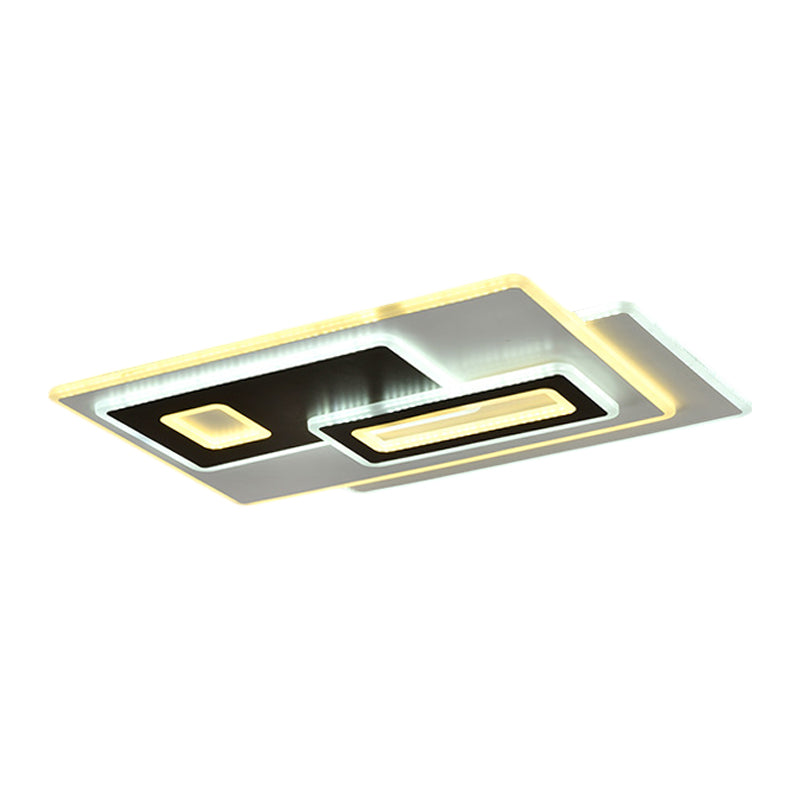Round/Oval/Rectangle Flush Light Fixture Modernism Acrylic LED Bedroom Panel Flushmount in Black and White Clearhalo 'Ceiling Lights' 'Close To Ceiling Lights' 'Close to ceiling' 'Flush mount' Lighting' 1193868