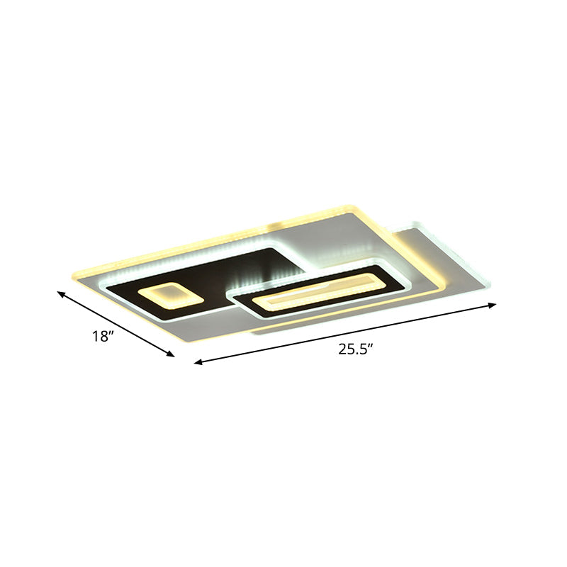 Round/Oval/Rectangle Flush Light Fixture Modernism Acrylic LED Bedroom Panel Flushmount in Black and White Clearhalo 'Ceiling Lights' 'Close To Ceiling Lights' 'Close to ceiling' 'Flush mount' Lighting' 1193869