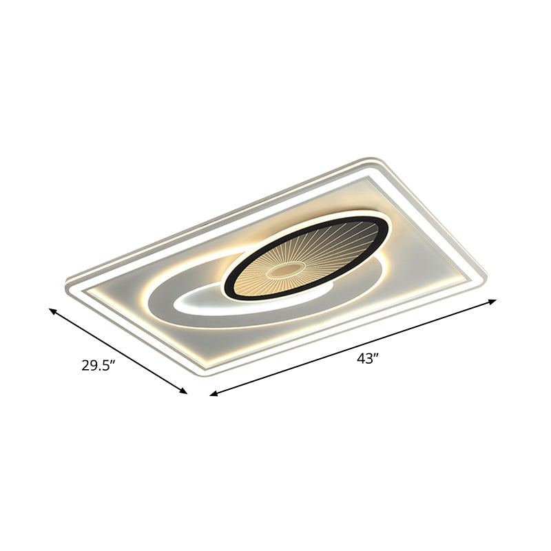 Rectangular Living Room Flush Mount Acrylic LED Modern Ceiling Flush with Oval Detail in Black and White Clearhalo 'Ceiling Lights' 'Close To Ceiling Lights' 'Close to ceiling' 'Flush mount' Lighting' 1193873
