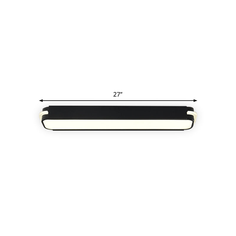 Metallic Rectangle Ceiling Mounted Fixture Modern 19"/27"/34.5" Long LED Black Flushmount in White/Warm Light Clearhalo 'Ceiling Lights' 'Close To Ceiling Lights' 'Close to ceiling' 'Flush mount' Lighting' 1194031