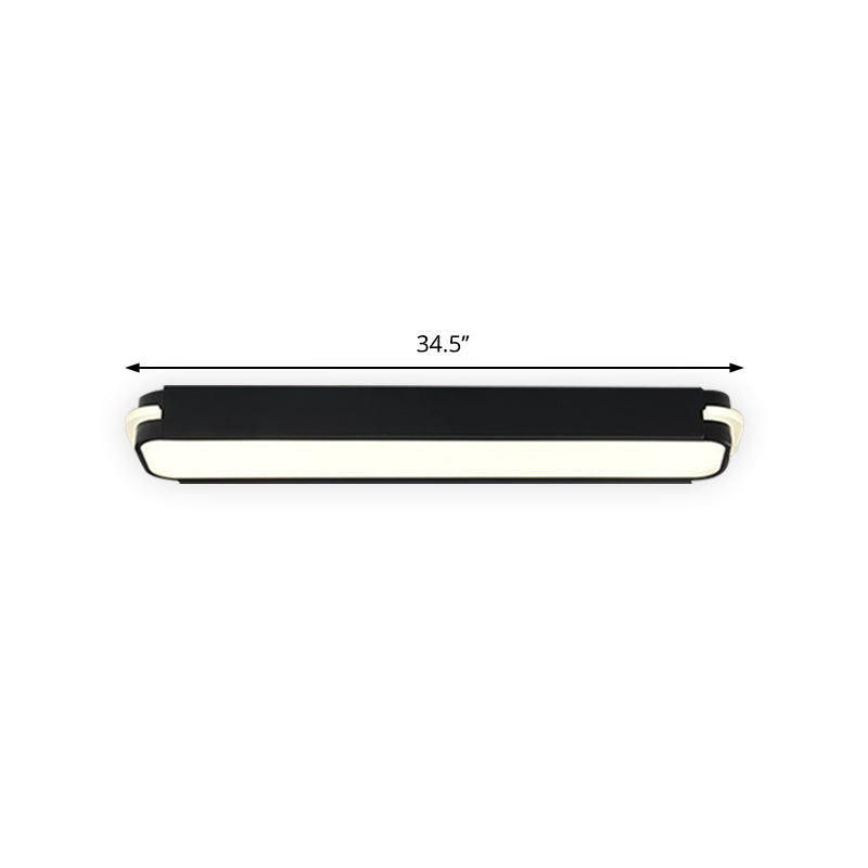Metallic Rectangle Ceiling Mounted Fixture Modern 19"/27"/34.5" Long LED Black Flushmount in White/Warm Light Clearhalo 'Ceiling Lights' 'Close To Ceiling Lights' 'Close to ceiling' 'Flush mount' Lighting' 1194032