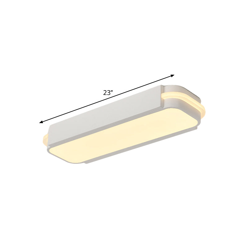 Rectangle Metal Flush Lamp Fixture Minimalist LED White Flush Mount Light in White/Warm Light, 19"/23"/31" L Clearhalo 'Ceiling Lights' 'Close To Ceiling Lights' 'Close to ceiling' 'Flush mount' Lighting' 1194037