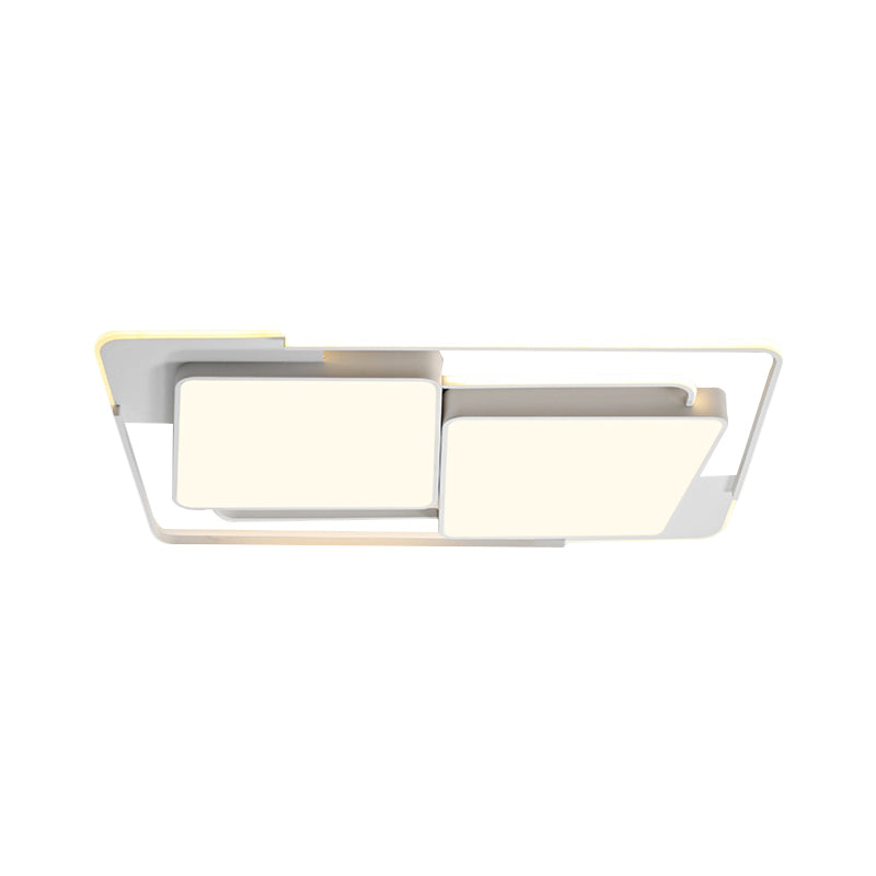 Metal Rectangular Flush Ceiling Light Modern White/Black LED Flush Lamp Fixture in White/Warm Light for Living Room Clearhalo 'Ceiling Lights' 'Close To Ceiling Lights' 'Close to ceiling' 'Flush mount' Lighting' 1194048
