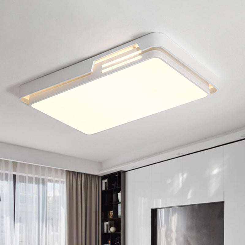 White Finish Rectangle Flush Lighting Minimal LED Metal Flush Mounted Lamp in White/Warm Light White Clearhalo 'Ceiling Lights' 'Close To Ceiling Lights' 'Close to ceiling' 'Flush mount' Lighting' 1194067