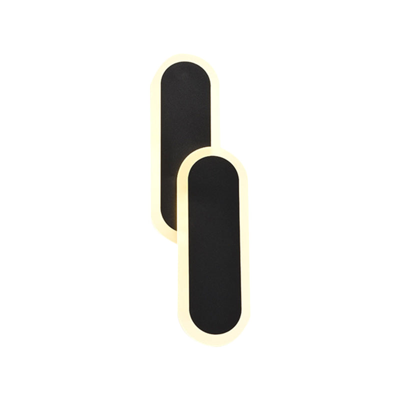 11"/14.5" H White/Black Dual Oval Sconce Modernist LED Acrylic Wall Light Fixture in White/Warm Light Clearhalo 'Modern wall lights' 'Modern' 'Wall Lamps & Sconces' 'Wall Lights' Lighting' 1194098