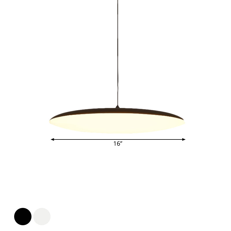 LED Bedroom Hanging Light Kit Simple White/Black Finish Pendant Lamp with Round Acrylic Shade, White/Warm Light Clearhalo 'Ceiling Lights' 'Modern Pendants' 'Modern' 'Pendant Lights' 'Pendants' Lighting' 1194115