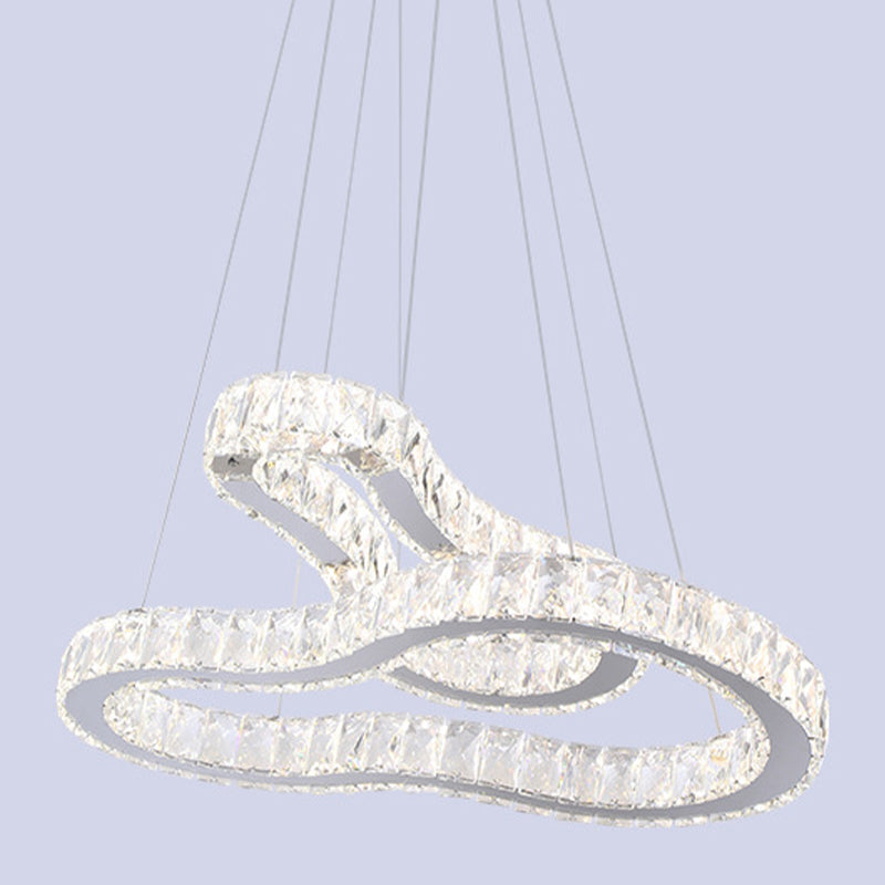 Crystal Stainless Steel Chandelier Double Gourd-Shape Modernist LED Suspension Ceiling Lamp Clearhalo 'Ceiling Lights' 'Chandeliers' 'Modern Chandeliers' 'Modern' Lighting' 1194150