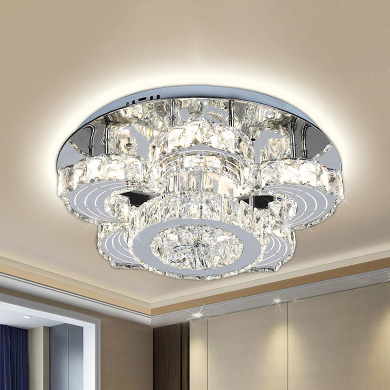 LED Semi Flush Ceiling Light Modern Flower Blossom Crystal Flushmount in Stainless Steel Clearhalo 'Ceiling Lights' 'Close To Ceiling Lights' 'Close to ceiling' 'Semi-flushmount' Lighting' 1194165