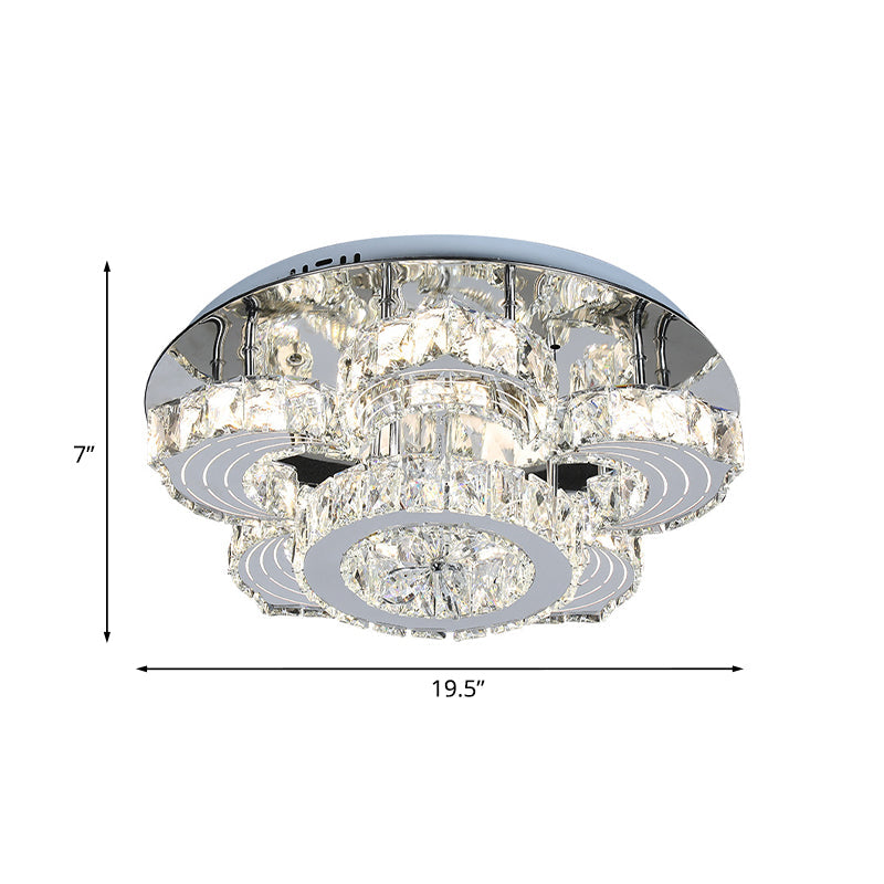 LED Semi Flush Ceiling Light Modern Flower Blossom Crystal Flushmount in Stainless Steel Clearhalo 'Ceiling Lights' 'Close To Ceiling Lights' 'Close to ceiling' 'Semi-flushmount' Lighting' 1194167