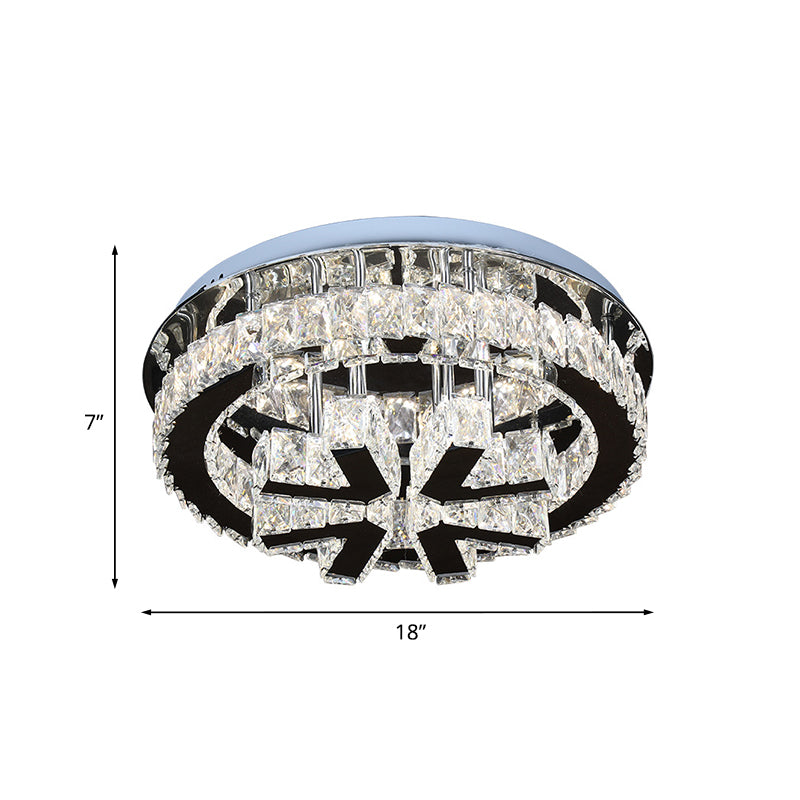 Snowflake Crystal Semi Mount Lighting Modernism Bedroom LED Ceiling Fixture in Stainless Steel Clearhalo 'Ceiling Lights' 'Close To Ceiling Lights' 'Close to ceiling' 'Semi-flushmount' Lighting' 1194179