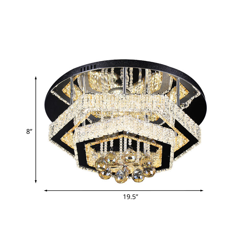 LED Semi Flush Mount Lighting Modern Living Room Ceiling Lamp with Polygonal Crystal Frame in Gold Clearhalo 'Ceiling Lights' 'Close To Ceiling Lights' 'Close to ceiling' 'Semi-flushmount' Lighting' 1194187