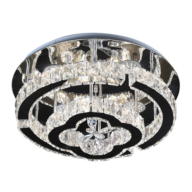 LED Semi Flush Light Fixture Modern Tiered Frame Crystal Embedded Close to Ceiling Lighting in Stainless Steel Clearhalo 'Ceiling Lights' 'Close To Ceiling Lights' 'Close to ceiling' 'Semi-flushmount' Lighting' 1194194